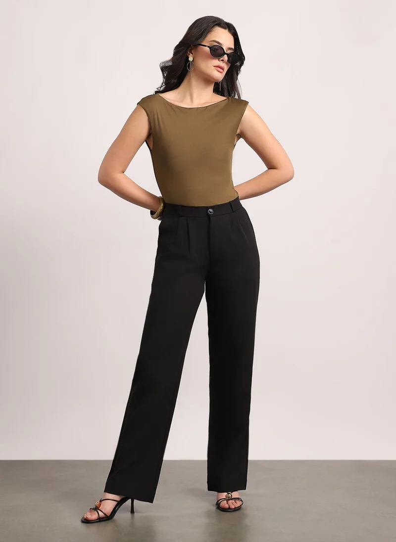 Urbano Fashion  Urbano Fashion Women's Black Loose Baggy Fit Solid Korean Pants Stretchable for Women | Best Price UAE